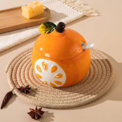 Orange Pattern Porcelain Sugar Bowl